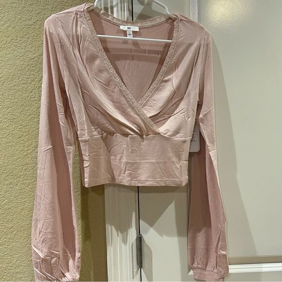 BP Nordstrom‎ Crop Wrap front top in pink smoke size small NWT - Picture 2 of 6